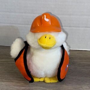AFLAC Talking Duck 6" Stuffed Animal Plush Orange Construction Worker Hard Hat